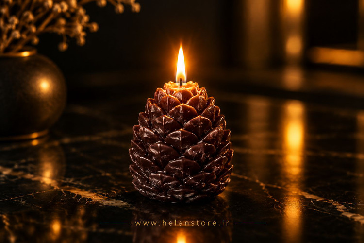 شمع دکوراتیو مدل کاج طبیعی قهوه ای